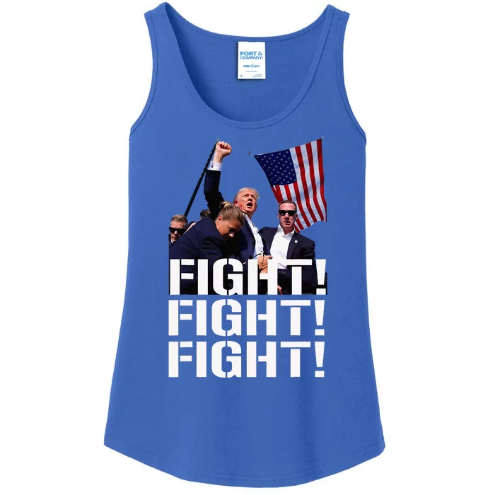 Trump Fight Fight Fight Trump Defiant Trump Shot Fist Pump Ladies Essential Tank