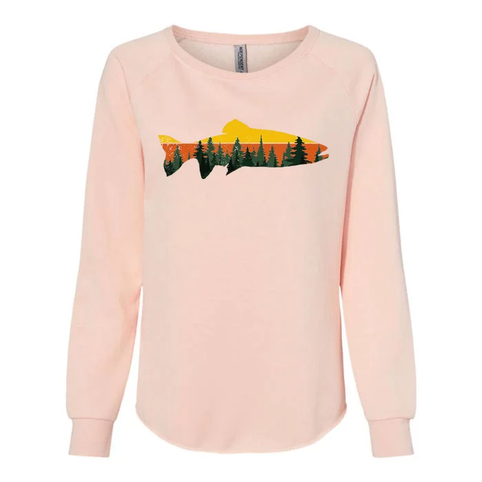 Trout Fly Fishing Outdoor Forest Nature Wildlife Fisherman Womens California Wash Sweatshirt