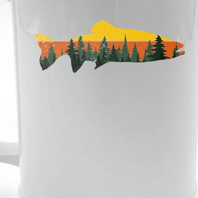 Trout Fly Fishing Outdoor Forest Nature Wildlife Fisherman Front & Back Beer Stein