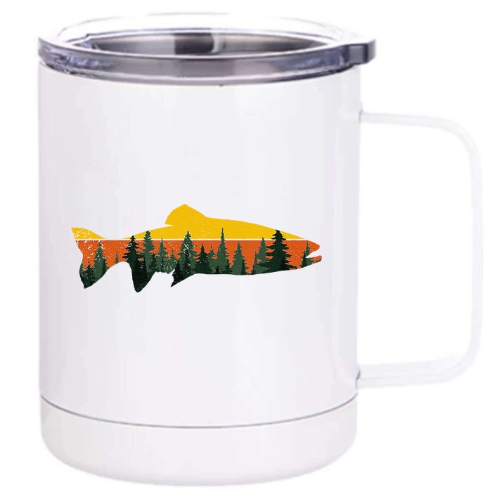 Trout Fly Fishing Outdoor Forest Nature Wildlife Fisherman Front & Back 12oz Stainless Steel Tumbler Cup