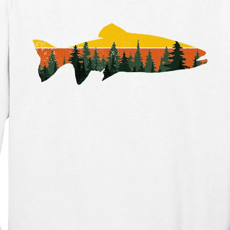 Trout Fly Fishing Outdoor Forest Nature Wildlife Fisherman Tall Long Sleeve T-Shirt