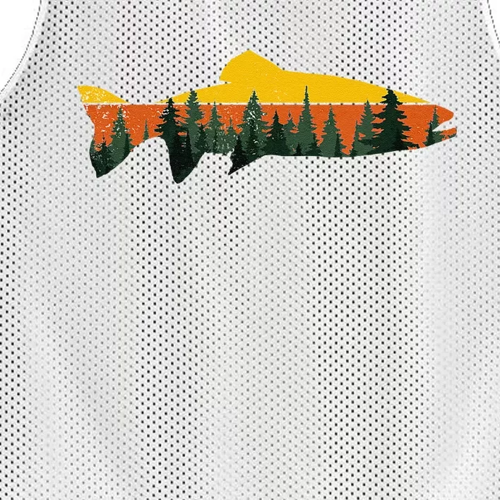 Trout Fly Fishing Outdoor Forest Nature Wildlife Fisherman Mesh Reversible Basketball Jersey Tank