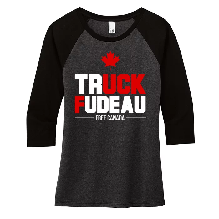 Truck Fudeau Fuck Free Canada Women's Tri-Blend 3/4-Sleeve Raglan Shirt