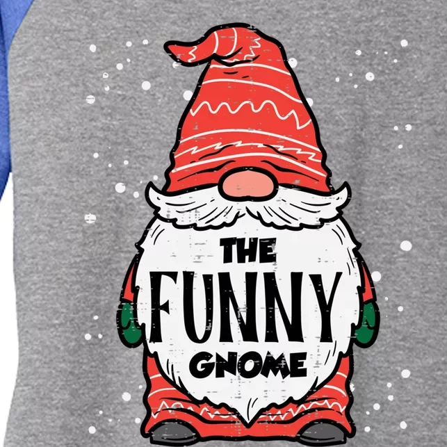 The Funny Gnome Xmas Matching Christmas Pajamas For Family Gift Women's Tri-Blend 3/4-Sleeve Raglan Shirt