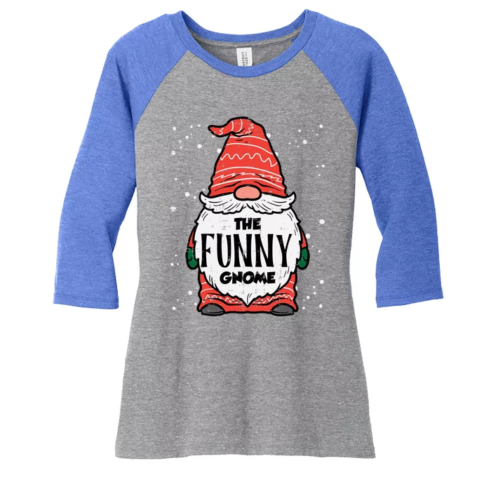 The Funny Gnome Xmas Matching Christmas Pajamas For Family Gift Women's Tri-Blend 3/4-Sleeve Raglan Shirt