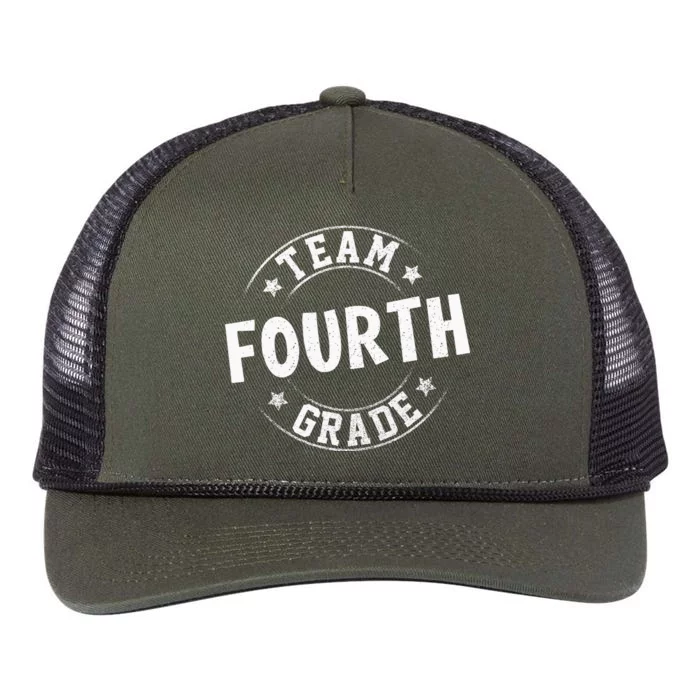 Team Fourth Grade Teacher Student Back To School 4th Grade Retro Rope Trucker Hat Cap