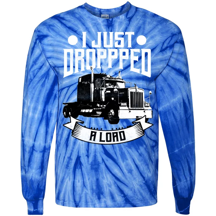 Trucker Funny Gift Tractor Trailer 18 Wheeler Design Gift Tie-Dye Long Sleeve Shirt