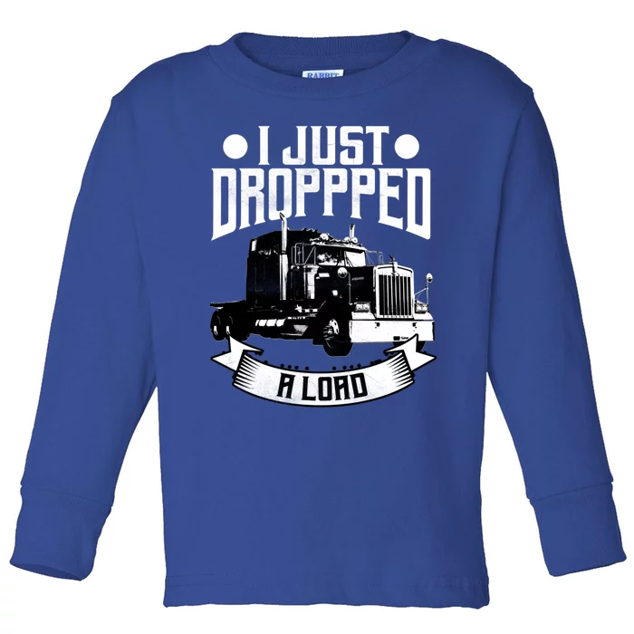 Trucker Funny Gift Tractor Trailer 18 Wheeler Design Gift Toddler Long Sleeve Shirt