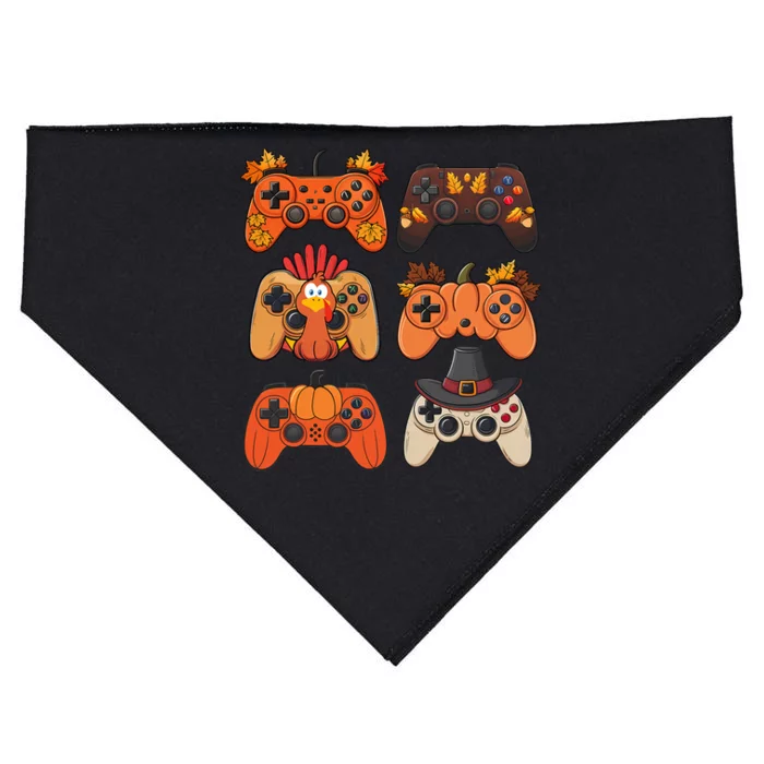 Thanksgiving Fall Gaming Controllers Turkey Funny Boy Gamer USA-Made Doggie Bandana