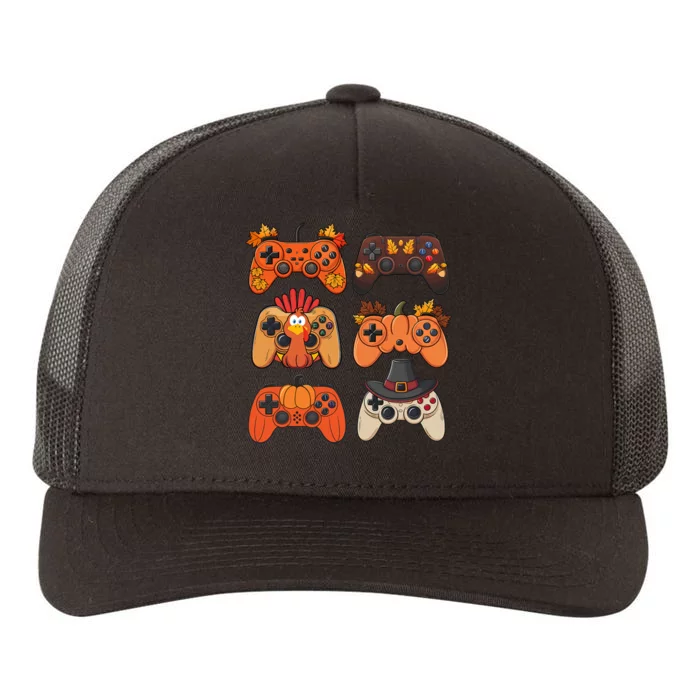 Thanksgiving Fall Gaming Controllers Turkey Funny Boy Gamer Yupoong Adult 5-Panel Trucker Hat