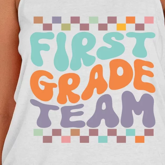 Team First Grade Teacher Student Back To School 1st Grade Gift Women's Knotted Racerback Tank