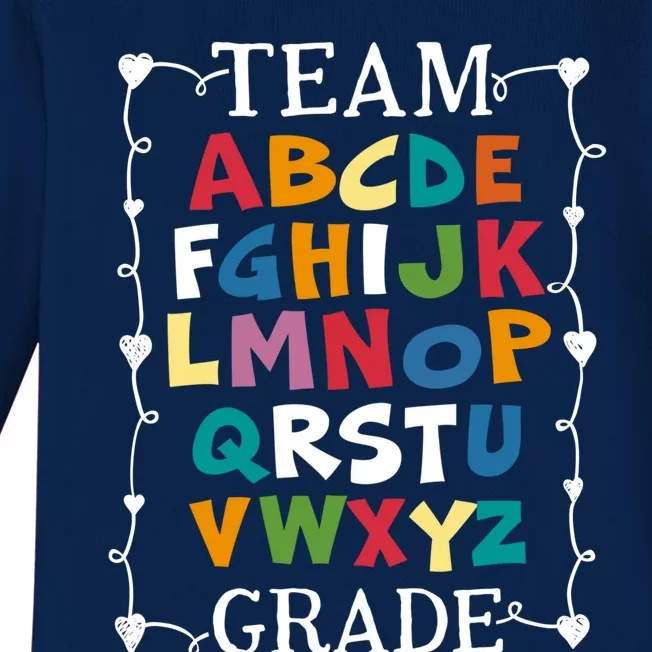 Team First Grade Back To School Alphabet Gift For Teacher Gift Baby Long Sleeve Bodysuit