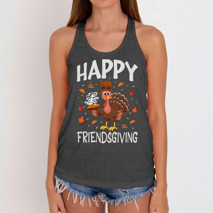 Turkey Friends Giving Gifts Happy Friendsgiving Women's Knotted Racerback Tank