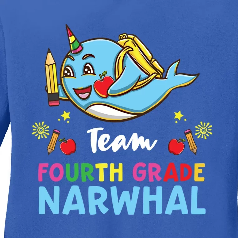 Team Fourth Grade Narwhal Cool Gift Ladies Long Sleeve Shirt