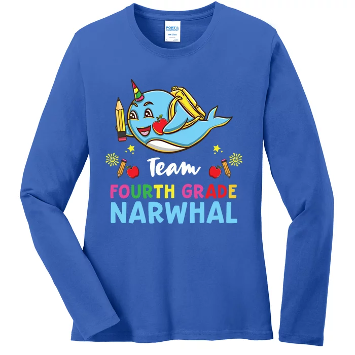 Team Fourth Grade Narwhal Cool Gift Ladies Long Sleeve Shirt