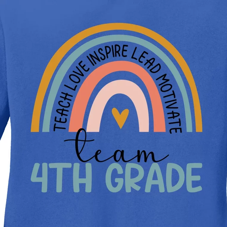 Team Fourth Grade Rainbow Happy First Day Of 4Th Grade Meaningful Gift Ladies Long Sleeve Shirt