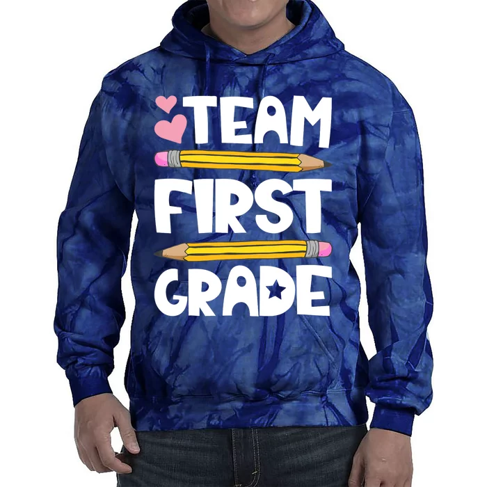 Team First Grade Funny 1st Back To School Teacher Student Tie Dye Hoodie