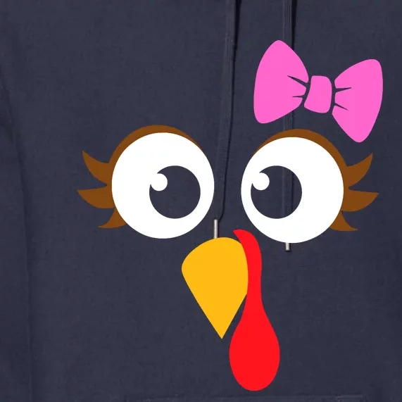 Turkey Face Girl Pink Bow, Thanksgiving Gift Premium Hoodie