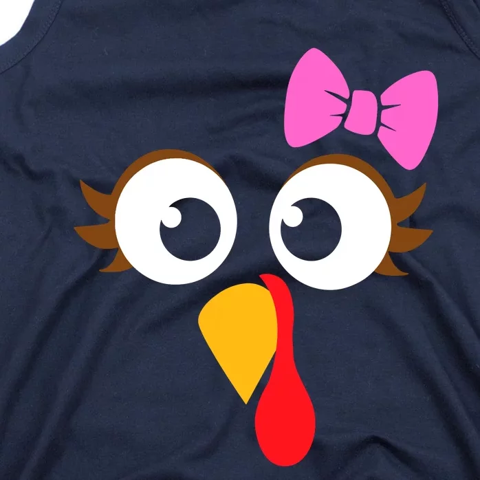 Turkey Face Girl Pink Bow, Thanksgiving Gift Tank Top