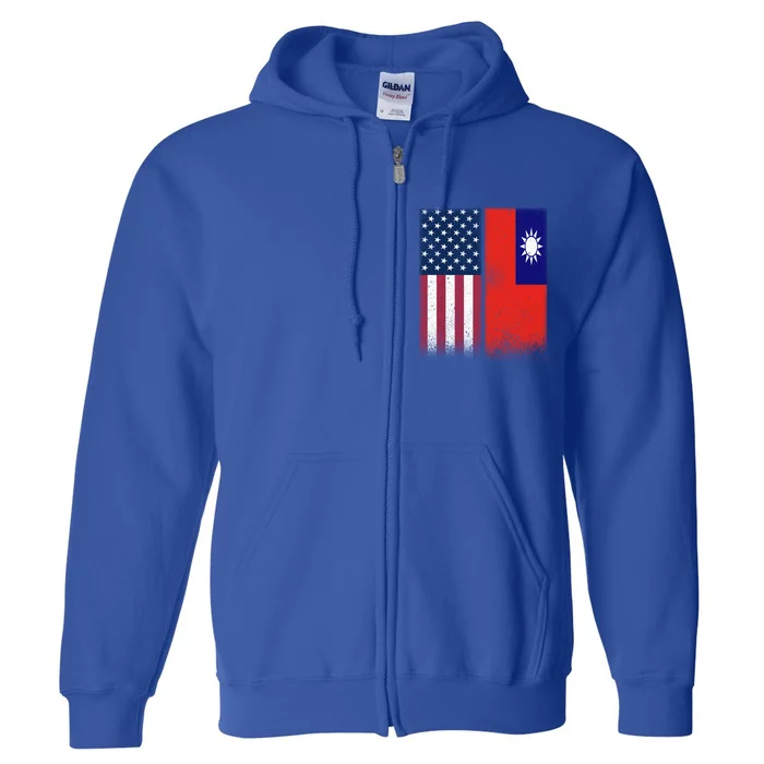 Taiwanese Flag Gift Usa And Taiwan Flags Proud Taiwan Gift Full Zip Hoodie