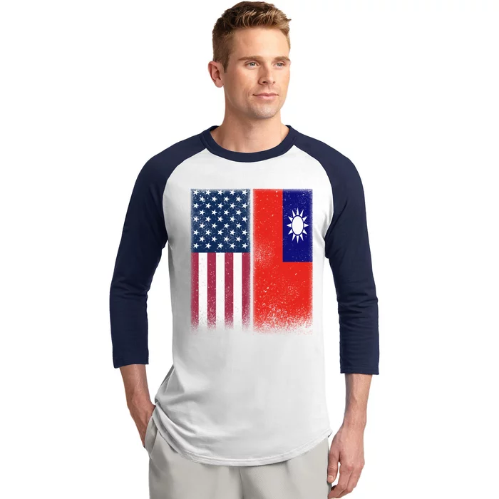 Taiwanese Flag Gift Usa And Taiwan Flags Proud Taiwan Gift Baseball Sleeve Shirt