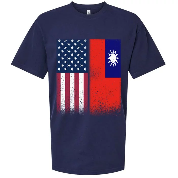 Taiwanese Flag Gift Usa And Taiwan Flags Proud Taiwan Gift Sueded Cloud Jersey T-Shirt