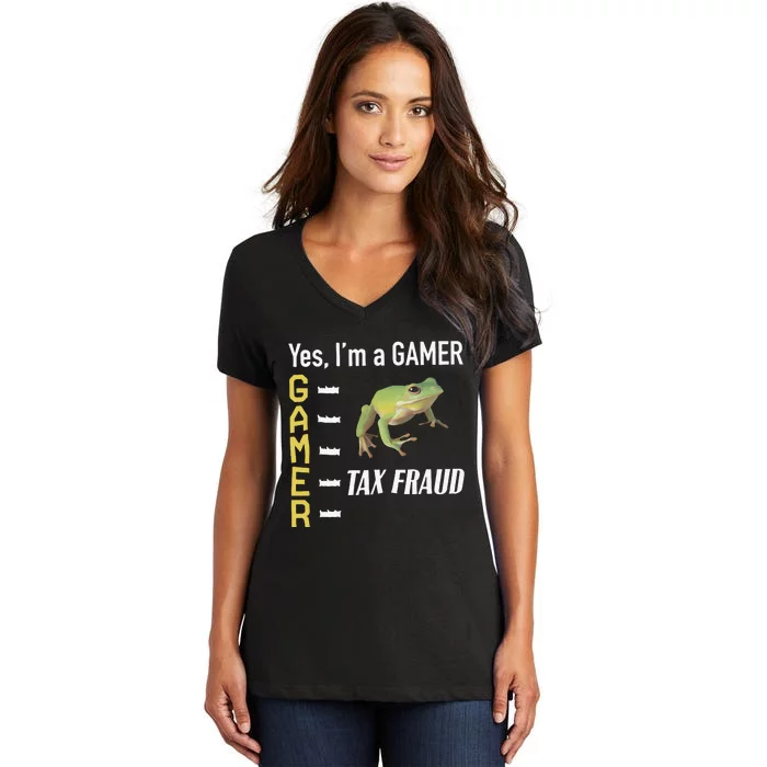 Tax Fraud Gamer Women's V-Neck T-Shirt