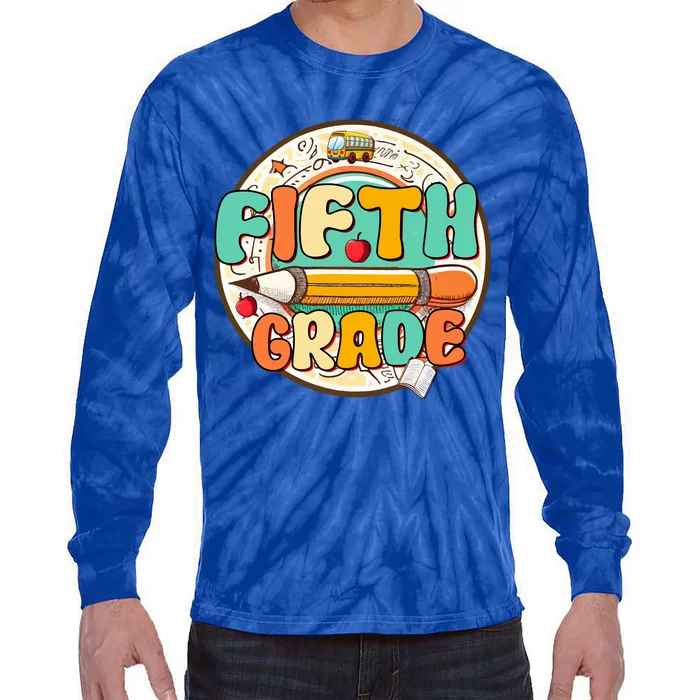 Team Fifth Grade Teacher Student Back To School 5th Grade Gift Tie-Dye Long Sleeve Shirt