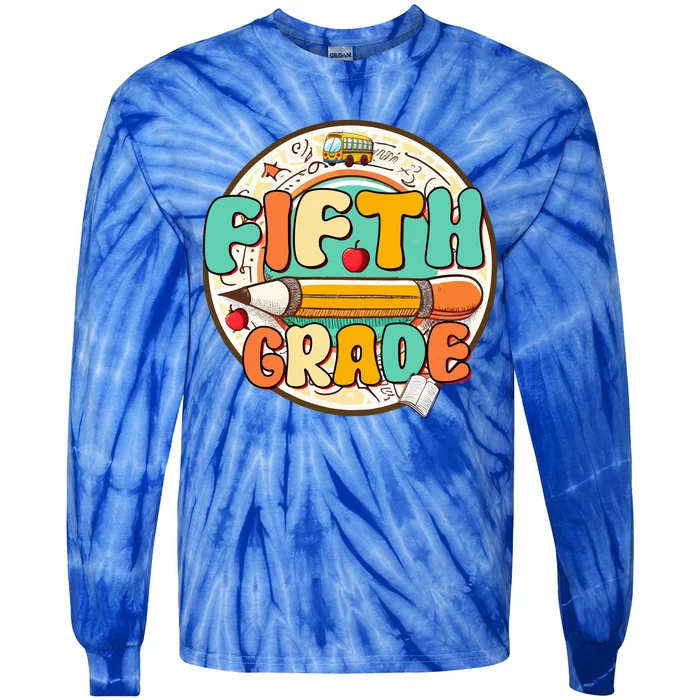 Team Fifth Grade Teacher Student Back To School 5th Grade Gift Tie-Dye Long Sleeve Shirt