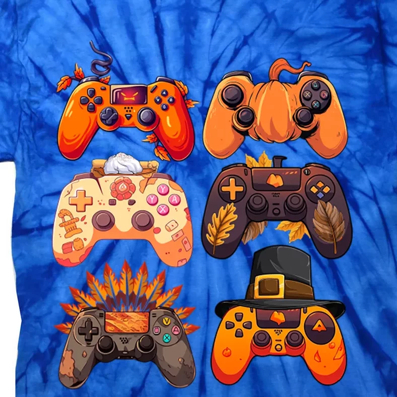 Thanksgiving Fall Gaming Controllers Turkey Funny Gamer Gift Tie-Dye T-Shirt