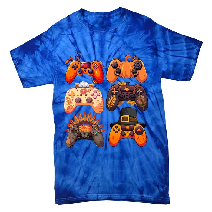 Thanksgiving Fall Gaming Controllers Turkey Funny Gamer Gift Tie-Dye T-Shirt