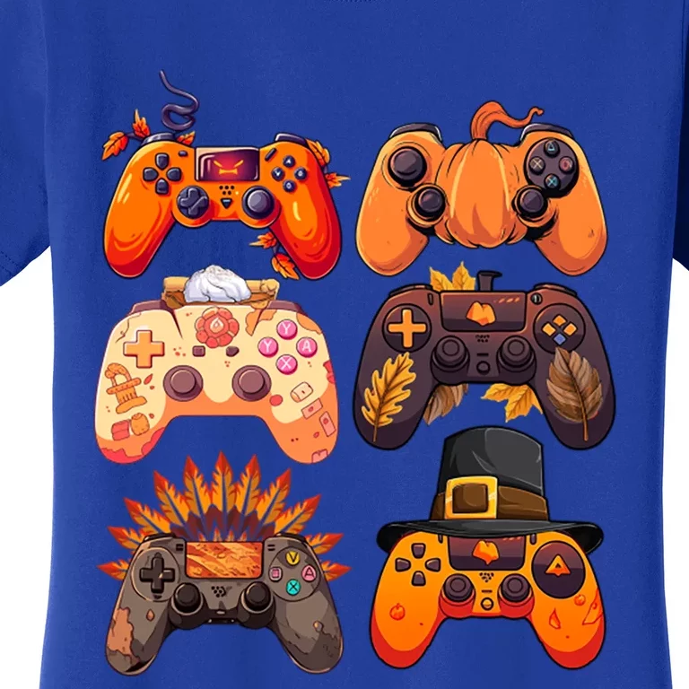 Thanksgiving Fall Gaming Controllers Turkey Funny Gamer Gift Women's T-Shirt