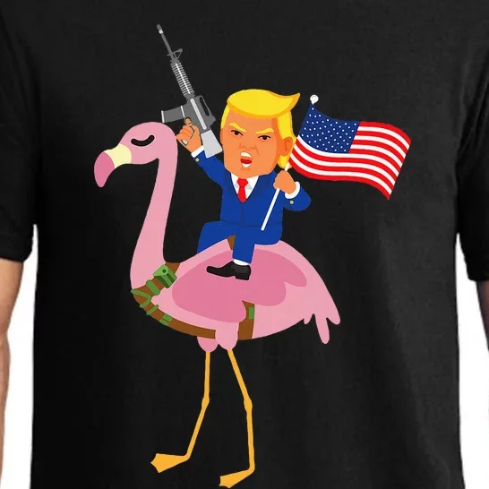 Trump Flamingo Gun Merica 2024 Election Maga Republican Pajama Set