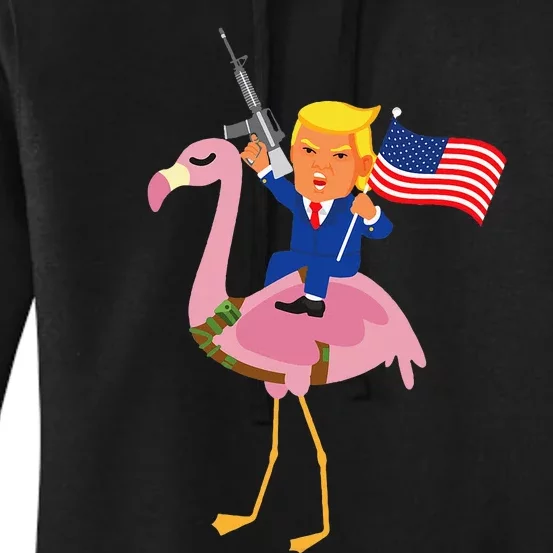 Trump Flamingo Gun Merica 2024 Election Maga Republican Women's Pullover Hoodie