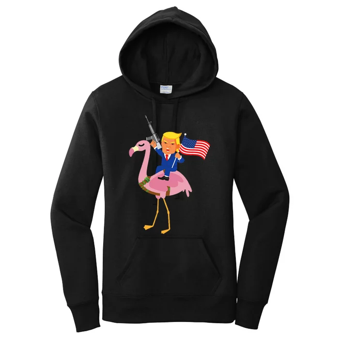 Trump Flamingo Gun Merica 2024 Election Maga Republican Women's Pullover Hoodie