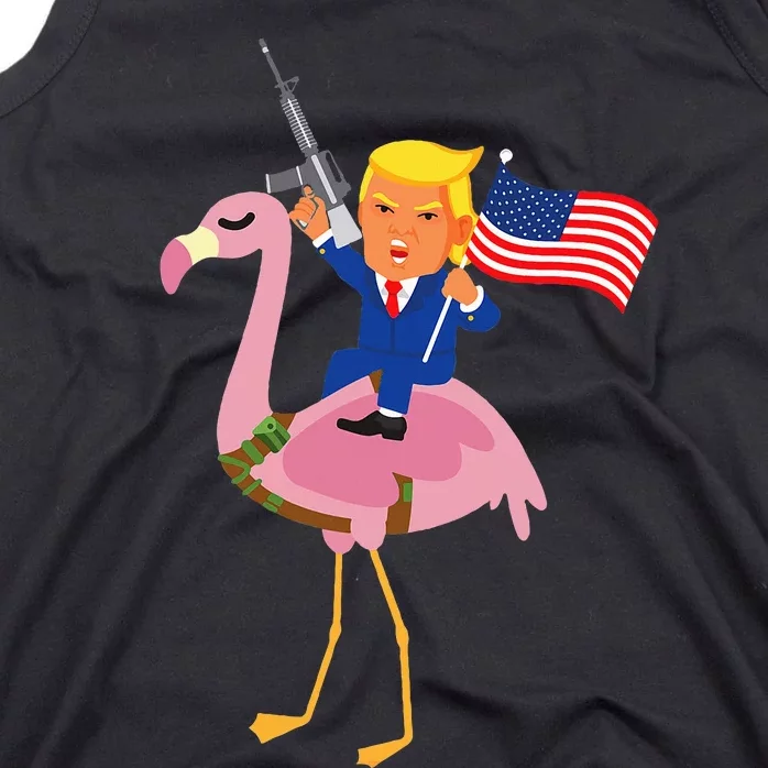 Trump Flamingo Gun Merica 2024 Election Maga Republican Tank Top