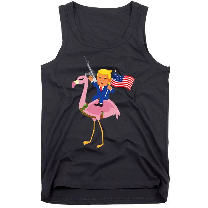 Trump Flamingo Gun Merica 2024 Election Maga Republican Tank Top