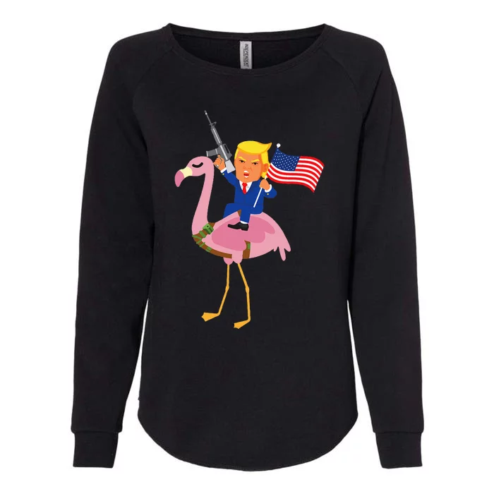 Trump Flamingo Gun Merica 2024 Election Maga Republican Womens California Wash Sweatshirt