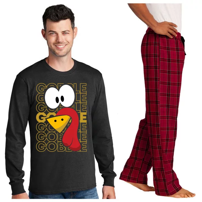 Turkey Face Gobble Gobble Gift Long Sleeve Pajama Set