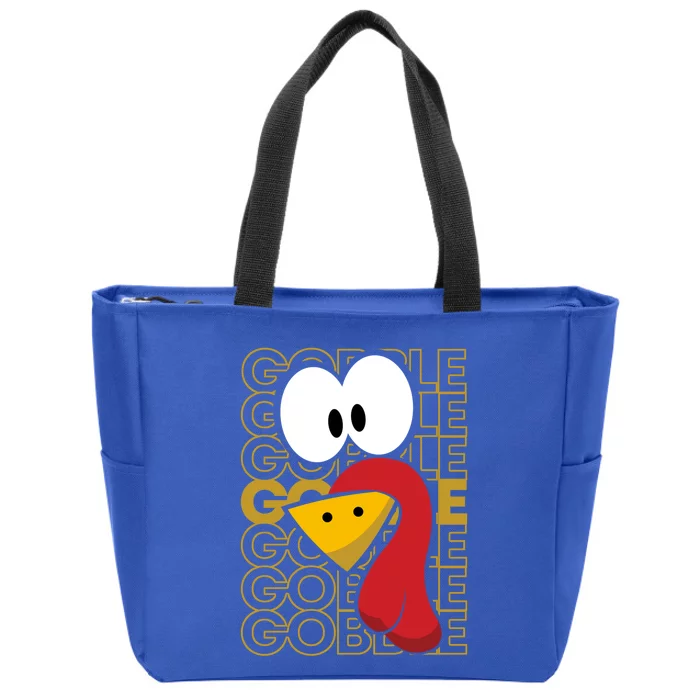 Turkey Face Gobble Gobble Gift Zip Tote Bag