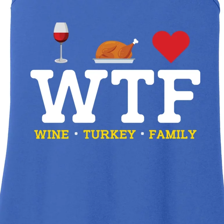 Thanksgiving Funny Gift Wtf Wine Turkey Family Funny Gift Ladies Essential Tank