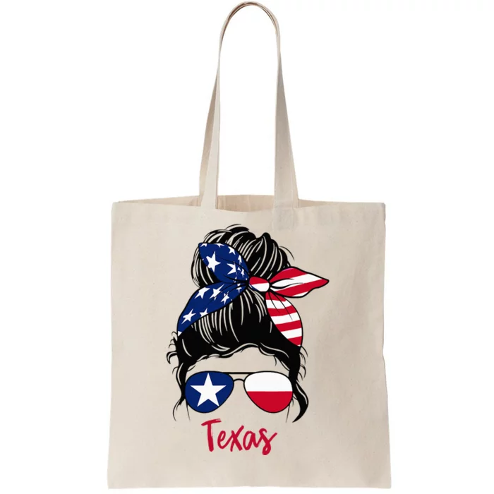 Texas Flag Girl Texas Flag State Girlfriend Messy Bun Tote Bag