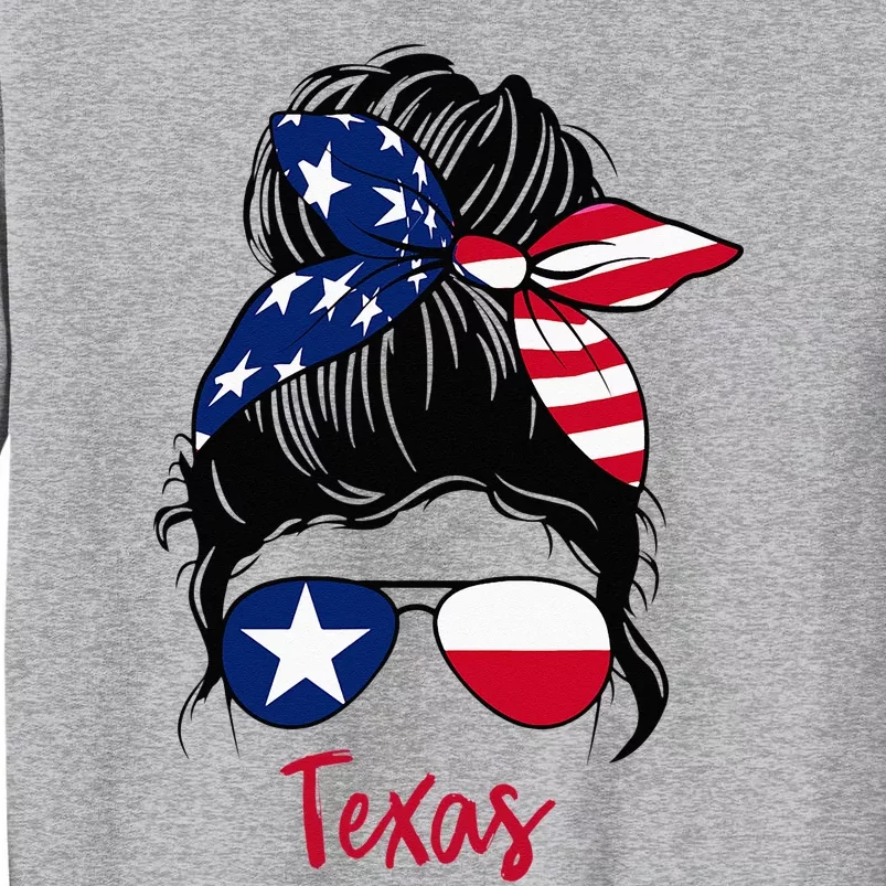 Texas Flag Girl Texas Flag State Girlfriend Messy Bun Tall Sweatshirt