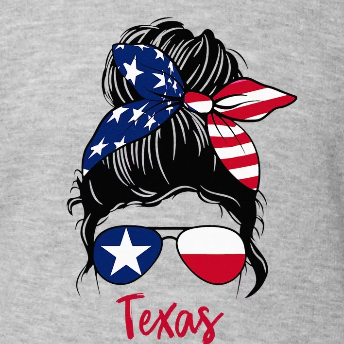 Texas Flag Girl Texas Flag State Girlfriend Messy Bun Toddler Sweatshirt