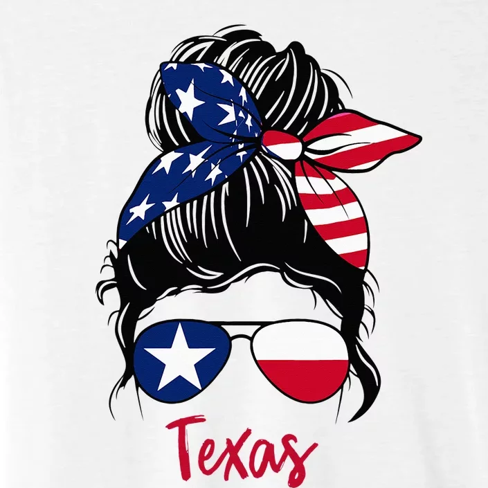 Texas Flag Girl Texas Flag State Girlfriend Messy Bun ChromaSoft Performance T-Shirt