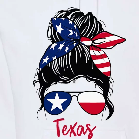 Texas Flag Girl Texas Flag State Girlfriend Messy Bun Premium Hoodie