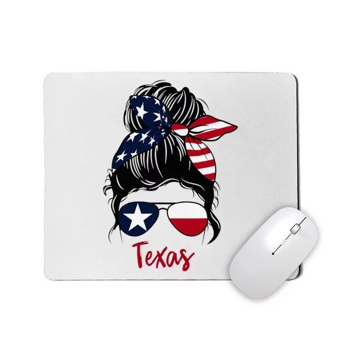 Texas Flag Girl Texas Flag State Girlfriend Messy Bun Mousepad