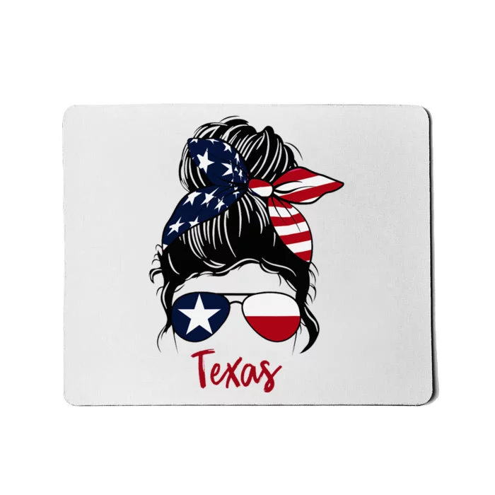 Texas Flag Girl Texas Flag State Girlfriend Messy Bun Mousepad