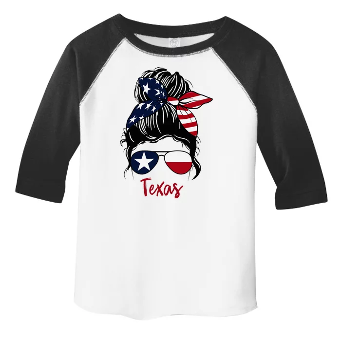 Texas Flag Girl Texas Flag State Girlfriend Messy Bun Toddler Fine Jersey T-Shirt