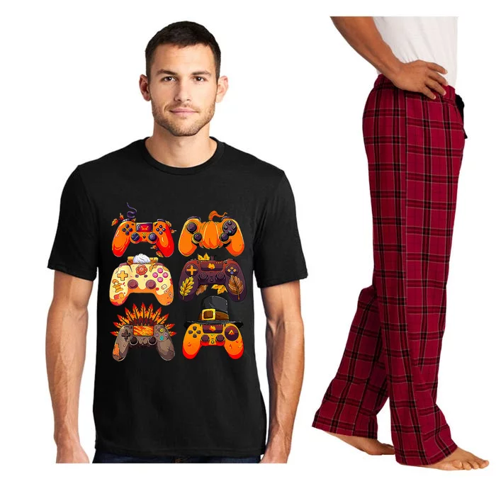 Thanksgiving Fall Gaming Controllers Turkey Funny Gamer Pajama Set